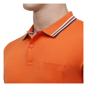 Men's Orange <b>Half</b> Sleeve for <b>Shirt</b> 100% Cotton Jersey Solid Color Casual Breathable Front Logo <b>Button</b> Regular Fit Woven - Product Image 4