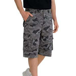 Hot Selling Men's <b>3</b>/<b>4</b> Casual Cargo <b>Shorts</b> Black Camo Inseam Knee Length Multi-Pockets Belted Canvas Anti-Wrinkle Breathable - Product Image 4