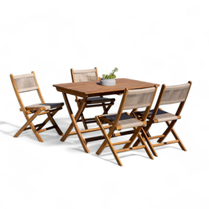 Minimalist Design Style Rectangular <b>Folding</b> <b>Dining</b> Tables and Rope <b>Folding</b> Chairs for Home Furniture Decoration - Product Image 1