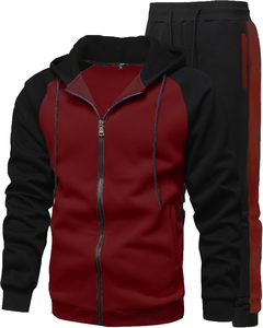 ชุดวอร์มผู้ชายแบบมีฮู้ด 2 ชิ้น สีสันตัดกัน พร้อมโลโก้สั่งทำพิเศษ เสื้อฮู้ดซิปและกางเกงจ็อกเกอร์ ชุดกีฬาสำหรับผู้ชาย - Product Image 5