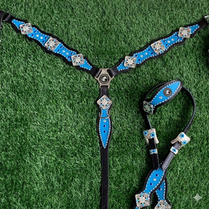 Classic Western Horse Headstall Genuine Leather Bridle Tooled Leather Conchos for Horse Riding <b>Equestrian</b> Sports Custom Sizes - Product Image 1