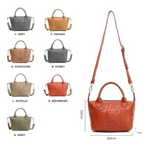 Sac à bandoulière Hody pour femme en cuir microfibre imperméable de 7 pouces, marron, fermeture minimaliste à cadenas, poignée unique, utilisation quotidienne toutes saisons - Product Image 3