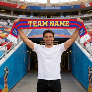 ผ้าพันคอยาวออกแบบเองสำหรับแฟนคลับฟุตบอล พิมพ์ลายทีมฟุตบอล ผ้าถักแฟชั่นสำหรับผู้ชาย วัสดุอะคริลิก 100% - Product Image 5