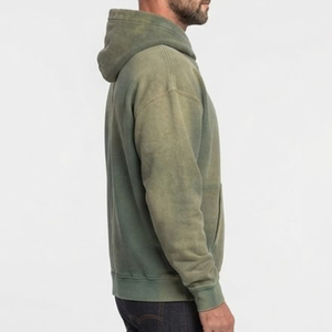 Sudadera con Capucha Verde Oliva para Hombre, Venta al Por Mayor, Personalizada, de Algodón French Terry, Informal, para Otoño, con Bolsillos, Corte Regular - Product Image 3