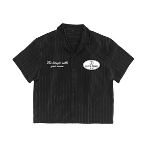 T-shirts pour hommes personnalisés, printemps/été, coton pur, twill rayé, broderie imprimée, décontracté, col rabattu, manches courtes - Product Image 3