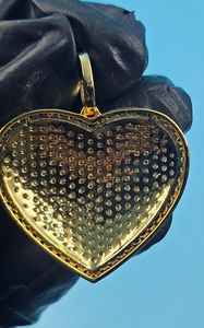 Colgante de Corazón de Moissanita Estilo Hip Hop, Colgante Iced Out Bling para Rapper, Colgante de Plata Sólida 925 Bañado en Oro, Regalo de Cumpleaños para Ella - Product Image 3