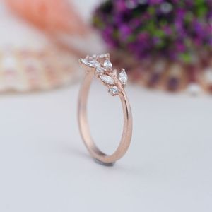 Leaf Shape <b>Adjustable</b> Open Rose Gold Plated 925 <b>Sterling</b> <b>Silver</b> Diamond Knuckle Finger <b>Rings</b> Fashion Jewelry for Women - Product Image 5