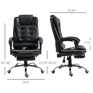High Back Executive Office Chair Adjustable Headrest <b>Footrest</b> Revolving Massage Black Desk Chair Made Aluminium Mesh BIFMA - Product Image 3