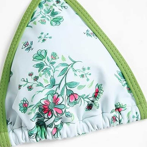 Women's Floral Triangle Bikini Set Two Piece <b>String</b> Swimsuit Beach Swimwear Adjustable Brazilian Swimwear Beachwear 2026 - Product Image 4