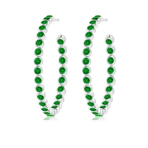 Pendientes de Aro de Oro Sólido de 14 Quilates con Esmeralda Verde, Joyería Fina, Fabricante y Mayorista OEM ODM, Pendientes de Joyería para Bodas - Product Image 1