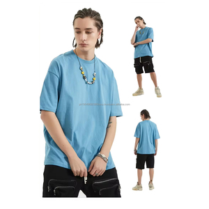 เสื้อยืดบ็อกซี่สำหรับผู้ชายโอเวอร์ไซส์ผ้าคอตตอน100% บลองก์เสื้อยืดไหล่แบบเรียบ - Product Image 1