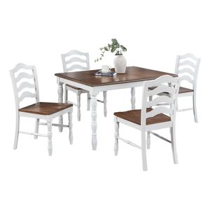 Set da Pranzo Bianco 5 Pezzi con Tavolo Effetto Legno Naturale e Sedie, Elegante Arredamento per Sala da Pranzo - Product Image 6