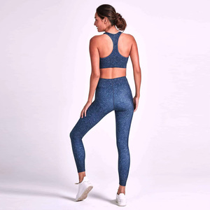 Women's 2 Piece Yoga Set High Waist Leggings Scoop Neck Racerback Crop <b>Top</b> Dot Print Full Length Spandex Polyester Stretchable - Product Image 2