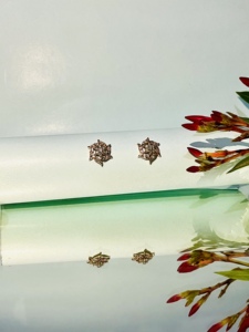 ต่างหูเพชรทรงกลมเจียระไนแบบบริลเลียนท์ ทอง 14K เพชรเลี้ยงในห้องปฏิบัติการ ประดับเพชรเติมเต็ม เหมาะสำหรับเป็นของขวัญหมั้นและงานแต่งงานสำหรับผู้หญิง - Product Image 3