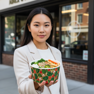 Bols en papier kraft jetables, écologiques et compostables, 12 oz, 24 oz, 44 oz, pour salade, nouilles, riz et soupe - Product Image 6