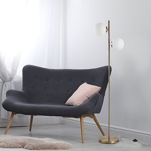 Lampada da Terra Moderna a 2 Tonalità per Soggiorno e Camera da Letto, Corpo Bianco Cromato Postmoderno, Paralumi in Acrilico, Illuminazione Decorativa Contemporanea - Product Image 6