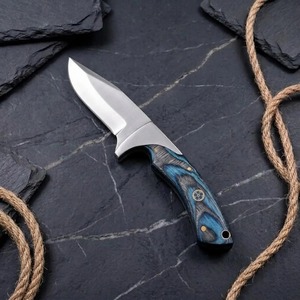 Cuchillo de caza hecho a mano de acero de Damasco con hoja recta de 8 pulgadas y punta caída, con mango de madera para supervivencia al aire libre - Product Image 4