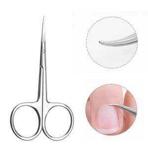 Tijeras de manicura de acero inoxidable con punta curva para recortar cutículas, con hoja afilada y diseño de mango redondo - Product Image 1