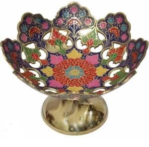 Tazón de Metal Decorativo Hecho a Mano, Curvado, para Servir Alimentos, Pintado a Mano, Diseño Artesanal, para Servir Frutas - Product Image 5