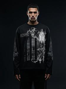 Sudadera Premium 100% Algodón Oversize con Cuello Redondo, Bordado Personalizado, Estilo Urbano Vintage, Gráficos de Graffiti, OEM ODM - Product Image 4