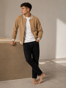 Premium Canvas Varsity Jacket Plain Dyed Breathable Lightweight Winter Outerwear Soft Inner Comfort Stylish <b>Athletic</b> Daily - Product Image 5