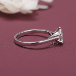 IGI Certified Pear Cut Diamond Solitaire Engagement - Wedding <b>Ring</b> in Solid 925 Sterling Silver - Product Image 5