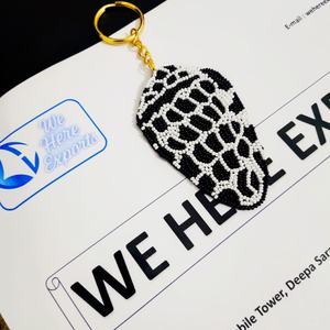 Handmade Bohemian Black White Seed Beads Decorative Chain with Still <b>Life</b> Pattern Attached Handbag Zipper <b>Ring</b> for Gifting Use - Product Image 4