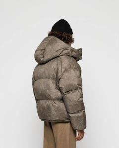 <b>Men</b> Hooded Puffer <b>Jacket</b> Winter Down Filled Zipper Closure Casual Thick Insulated Coat Solid Color Polyester Outerwear - Product Image 3