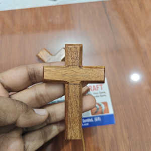 Perfect quality Wooden Cross small polished wooden cross appears to be a handcrafted tabletop decoration Christmas wall decor - Product Image 5