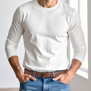Ceinture décontractée pour homme en cuir véritable, couleur unie, boucle carrée argentée, imprimée, durable, noir marine, 3,5 cm x 110 cm - Product Image 5