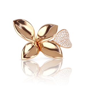 Rose <b>Gold</b> Flower <b>Cocktail</b> <b>Ring</b> With Heart Cut Diamond Women Luxury Fine Jewelry - Product Image 1