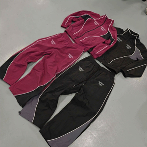 Custom Logo <b>Embroidery</b> Casual Spring Windproof Unisex Track Jacket and Pants <b>Set</b> with Reflective Stripe 2 Piece Windbreaker <b>Sets</b> - Product Image 1