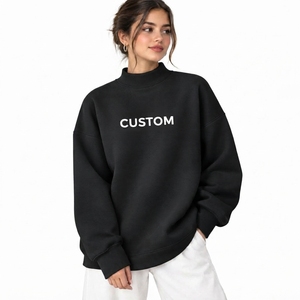 Custom Women's Oversized <b>Mock</b> Neck Cozy Sweatshirt Relaxed Fit Pullover Top Casual Long Sleeve Design Comfortable Streetwear - Product Image 3