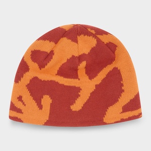 Jacquard Solid Knit Breathable Waterproof Acrylic <b>Beanie</b> Orange Red <b>Slouchy</b> Winter Hat Unisex Casual Cap - Product Image 1