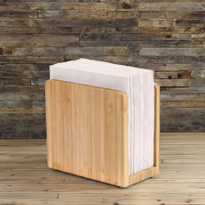 Modern Europe Style Durable Bamboo Handmade Sustainable Napkin Holder & Tissue Stand for Countertop Storage - Product Image 1
