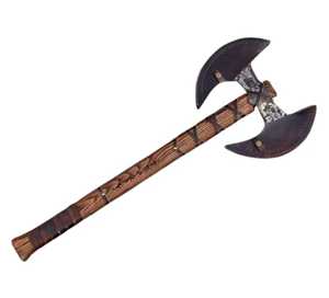 Hacha vikinga de doble cabeza de acero al carbono hecha a mano, personalizada, a bajo precio al por mayor, con mango de madera de fresno y funda de cuero. - Product Image 4