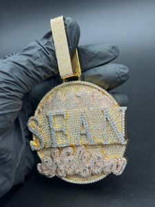 925 Sterling <b>Silver</b> Certified Luxury Mossanite Custom Letter Iced Hip Hop <b>Initial</b> Two Tone Circle <b>Pendant</b> Birthday Gift - Product Image 2