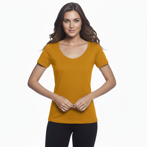 เสื้อยืดแขนสั้นลำลองสำหรับผู้หญิง ลายเรียบ ผ้าระบายอากาศน้ำหนักเบา รับสกรีนโลโก้ เสื้อผู้หญิง ท็อปผ้าถักเจอร์ซีย์ - Product Image 2
