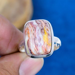 Bague en argent sterling 925 massif avec pierre précieuse naturelle d'huître rose faite à la main - Product Image 2