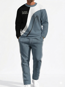 OEM ODM Men Tracksuit 2 Piece <b>Set</b> Heavyweight Cotton Fleece Custom Embroidery Logo Wholesale Streetwear Manufacturer - Product Image 2