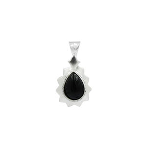 Collier pendentif goutte d'eau en onyx noir fait main, onyx noir naturel taillé en poire, finition mate satinée plaquée argent, bijoux bohèmes en laiton - Product Image 2