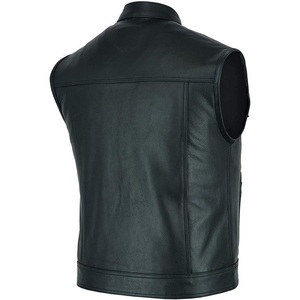 เสื้อกั๊กหนังแท้สำหรับผู้ชาย แบบไม่มีแขน สั่งทำโลโก้ OEM ได้ - Product Image 5
