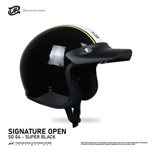 Casco Retro Abierto JP Signature SO 04 en Super Negro, combina diseño clásico y seguridad moderna para motociclismo - Product Image 2