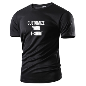 Camiseta Personalizable para Hombre, Negra, de Manga Corta, Cuello Redondo, Corte Ajustado, con Impresión de Letras Personalizada - Product Image 1
