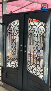 ประตูทางเข้าเหล็กดัดและกระจกแบบม้วนทันสมัยปี 2026 ประตูภายนอกแบบกำหนดเองสุดหรูเพื่อความปลอดภัยสำหรับวิลล่าและบ้านพักตากอากาศ - Product Image 4