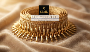 Exquise dentelle tressée dorée Zenith de luxe, écologique, à motif géométrique, à franges de perles zig-zag à passage rapide - Product Image 3