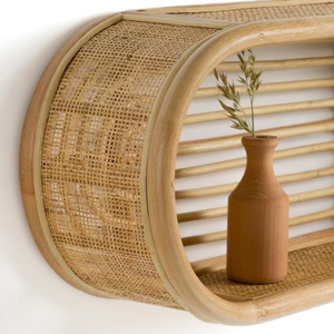Handcrafted Rattan Cane Wall Shelf Home Decor Bohemian Wall Mounted Shelf Headboard With <b>Storage</b> Space from Vietnam - Product Image 3
