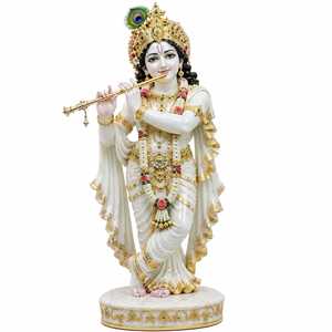 Fabricante de Ídolos de Mármol Tradicionales Personalizados, Estatua de Dios de Mármol Blanco Hecha a Mano, Murti de Diosa Hindú Personalizada, Decoración de Templo Radha - Product Image 5