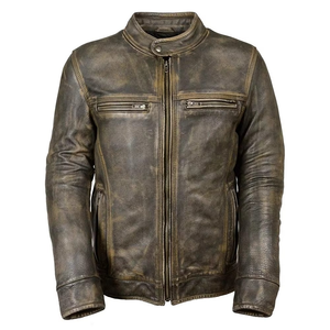 Veste en cuir pour homme sur mesure OEM, manteau d'hiver en cuir de mouton, veste de motard de haute qualité, fournisseur en gros, usine - Product Image 1