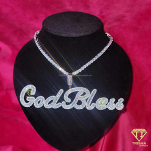 Luxury " KJNG " Name Necklace Custom Bubble Letter Pendant Cuban <b>Chain</b> <b>Rapper</b> Jewelry Statement Piece - Product Image 2